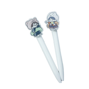 Stylo à encre gel en plastique Kawaii avec logo personnalisé mignon dessin animé 0.5mm de couleur bleue, créatif, papeterie, cadeau de promotion pour l'école, les enfants et le bureau - Product Image 1