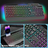 Hotsale RGB Backlit Wired Gaming Keyboard Claviers Multi-Function 104 Membrane Keycaps New Product Box Desktop