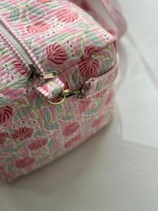 กระเป๋าเดินทางแบบดัฟเฟิลกระเป๋าเดินทางสะพายไหล่ทำจากผ้าฝ้ายมีด้ามจับ2ข้างลายดอกไม้กระเป๋าช้อปปิ้งแบบเปิดปิด - Product Image 3