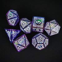 Ensemble de dés en résine faits à la main, personnalisés, polyédriques, à multiples faces, à bords tranchants, pour jeux de rôle (RPG) sur le thème des dragons et des donjons, avec cercle magique