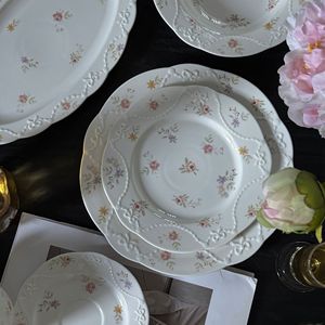 จานเซรามิกลายโบว์ดอกไม้ลูกไม้สไตล์ฝรั่งเศสจานของหวานยามบ่ายสไตล์ตะวันตก - Product Image 2