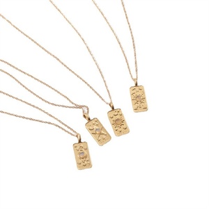 Trendy Hot Products 18k Gold Plated Stainless Steel Square Zircon Crystal Pendant <b>Necklace</b> Link for Women Wedding Daily Wear - Product Image 1