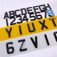 Lettere in acrilico diamantato lucido 79*50mm, numeri autoadesivi neri smussati per targa acrilica UK