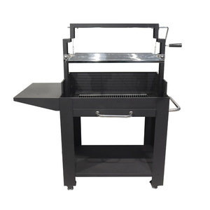 Stainless Steel Barbecue Grill Adjustable Height Outdoor Cooking Grill With Side Shelf And Storage Drawer For Backyard BBQ - Product Image 2