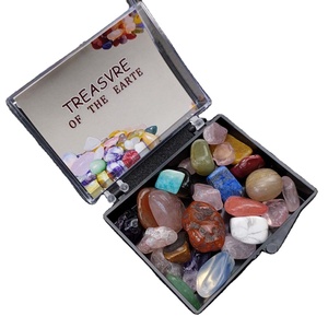 Hot sale natural gemstone crystal tumble stone mineral specimens box for gift