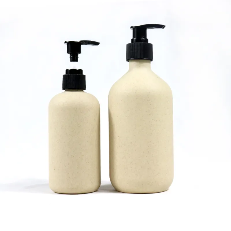 Leere 150ml 250ml 300ml 500ml recycelbare umwelt freundliche Weizens troh plastik PLA Biologisch abbaubare Shampoo flasche Lotion Pump flasche