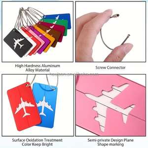 Nhà máy tùy chỉnh rỗng máy bay Nhôm Du Lịch hành lý tag du lịch bền hành lý nhận dạng với chủ thẻ kinh doanh - Product Image 4