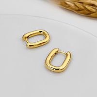 Boucles d'oreilles créoles géométriques légères en laiton plaqué or 18 carats avec zircon, tendance et chic, hypoallergéniques, cadeau pour femme