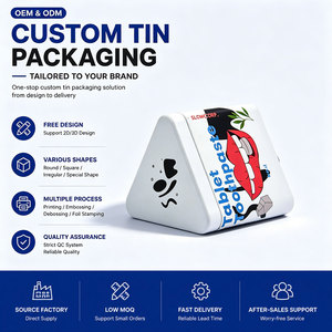 <span class=keywords><strong>Lata</strong></span> de metal hermética personalizada, caja de dulces de comida en blanco y negro triangular para regalos de boda, embalaje de chocolate, OEM para almacenamiento de azúcar - Product Image 1
