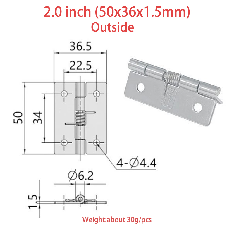 En dehors de-2,0 pouces (épaisseur 1.5mm)