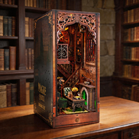 Kit de maison miniature en bois 3D Fantasy Book Nook, puzzle DIY avec housse anti-poussière, modèle de jouet fait main pour la décoration de la maison et du bureau
