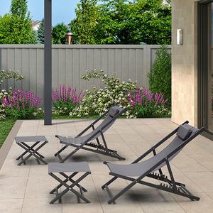 L'appui-tête confortable offre une conception ergonomique Wave Patio Chaise longue en aluminium Camping en plein air Chaise pliante - Product Image 3