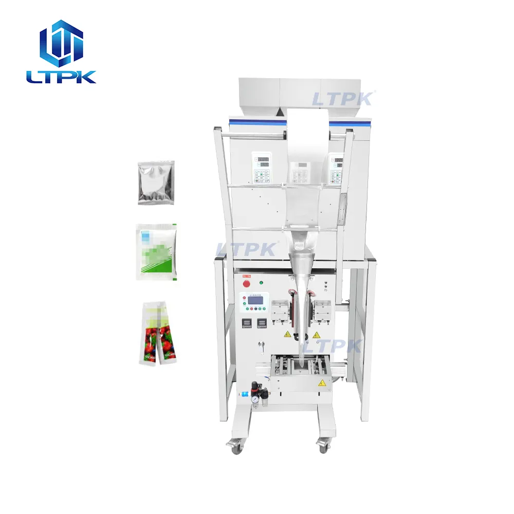 LT-ZBT200T High Efficiency Three Heads Bag Weighing Filling Machine with 4 cylinders and New PLC Control Panel Packaging Machine
