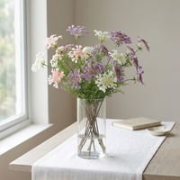 Fleur artificielle réaliste en dentelle, 4 têtes, en mousse et soie, arrangement floral à longue tige, fleur décorative pour la maison et les mariages