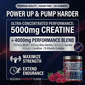 Creatina Monoidrato in Gommose con L-Taurina BCAA 2:1:1 e B126 per Crescita Muscolare, Aumento di Energia e Recupero Post-Allenamento Rapido - Product Image 2