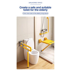 シャワーシート,壁に取り付けられた折りたたみ式折りたたみ式安全椅子ハンドル付き高齢者用入浴スツール用 - Product Image 3