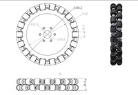 Roue omnidirectionnelle double en aluminium de 203 mm (8 pouces), capacité de charge de 50 kg, 36 rouleaux en caoutchouc, mouvement à 360 degrés pour chariot de transport robotisé AGV