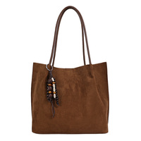 Sac fourre-tout pour femme en daim avec fermeture éclair, grande capacité, collection automne 2026 – Sac à main minimaliste et tendance à porter sous le bras