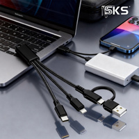 Cable de Carga Rápida PD de 60 W, 3 en 1, Cable de Datos Universal Trenzado de Nailon de 1 a 3 para Teléfonos y Tabletas Android con Tipo C y Micro USB