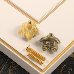 Poignée de porte en laiton <span class=keywords><strong>style</strong></span> chinois vintage, forme de fleur de lotus, crochet en cuivre, créative et paisible, pour armoire - Product Image 4