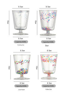 Tasses à thé et mugs à jus en verre borosilicate transparent à double paroi de 260 ml, motifs imprimés, pour le vin et les fêtes - Vente en gros - Product Image 6
