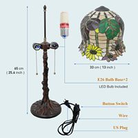 Lampu Meja Kaca Patri Gaya Daun Bunga Lampu Meja Lampu Baca untuk Kamar Tidur Ruang Tamu Dekorasi Rumah Kantor