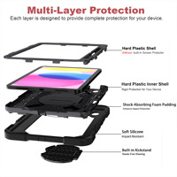 Coque de protection robuste antichoc pour tablette avec support intégré et prise sécurisée, protection intégrale pour iPad 11e et 10e génération 11 pouces