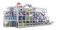 Aire de jeux intérieure pour enfants sur le thème de l'aviation, labyrinthe, piscine à balles, toboggans, trampoline, filet de protection, taille et couleur personnalisables
