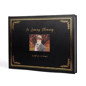 Libro de invitados de funeral grande con impresión personalizada para servicio conmemorativo