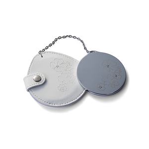 Zinc Alloy Vanity Luxury Diamond Mini Small Hand Leather Compact Makeup Pocket Mirror - Product Image 6