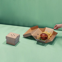 Boîte d'emballage de hamburger en papier kraft personnalisé de haute qualité pour les frites de restauration rapide à emporter
