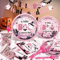 Décorations « Little Boo Is Almost Due », décorations pour baby shower « Little Boo », ensemble de vaisselle pour fille pour Halloween, pour baby shower et Halloween