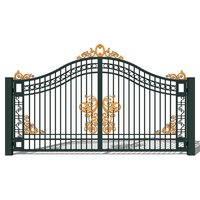 Porte de cour en fer forgé de qualité royale sculptée à la main motifs baroques or doré pour domaines de luxe