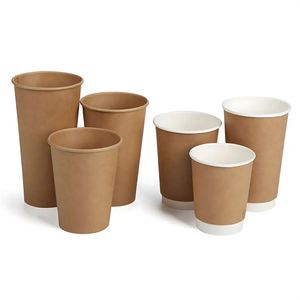 12oz Custom <b>Double</b> <b>Wall</b> Insulated Biodegradable Disposable Kraft Paper <b>Cup</b> Eco-Friendly <b>Coffee</b> <b>Cups</b> to Go with Sip Lid Cover - Product Image 4