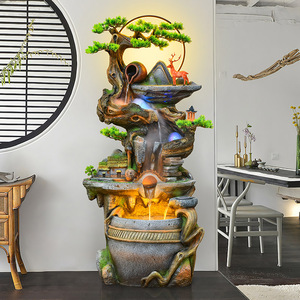 Zen chanceux bureau sol décor fontaine d'eau Fengshui chanceux rideau d'eau mur bureau piscine pendaison de crémaillère cadeau fontaine extérieure - Product Image 1