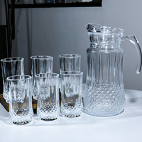 En gros, Carafe à eau en verre transparent épaissi de qualité supérieure pour boissons froides, avec emballage en lot