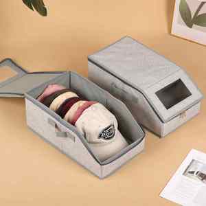 Stackable Cap Storage with Clear Lid Drawer & Flip-Top Access Space-Saving Hats <b>Box</b> for Closet - Product Image 4