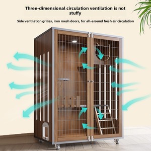 Villa de Lujo Moderna de Madera Maciza para Gatos, Jaula Interior Multicapa con Área de Inodoro Integrada y Puerta de Cristal para Sala de Estar, Venta al por Mayor - Product Image 3