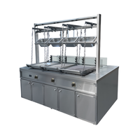 Grill rotatif commercial en acier inoxydable 18+12 kW pour grands événements, avec système de levage intelligent pour charbon de bois et rotation, pour repas interactifs