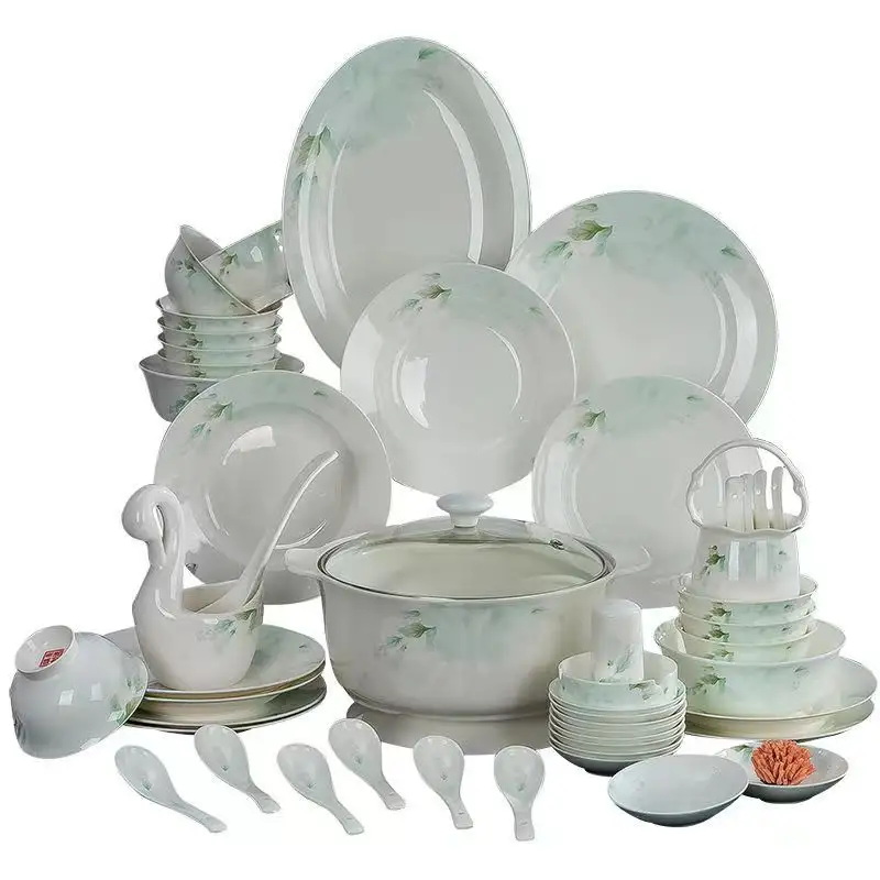 Conjunto de jantar de porcelana cerâmica, 60 peças