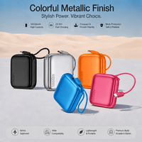 Mini Powerbank 10000mAh avec câble Type-C intégré, charge rapide PPS 22,5W pour téléphones, écouteurs et montres connectées