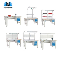Table de travail en profilés aluminium avec armoire à outils, profilés d'extrusion aluminium à rainures en T pour usine industrielle, table d'assemblage personnalisée