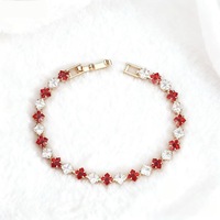 Ensemble de 4 bracelets tendance personnalisables en alliage de zircon avec fleurs, chaîne tennis colorée pour femme, idéal pour les soirées
