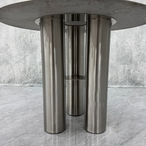 Tavolino da Caffè Moderno di Lusso con Finitura a Specchio Lucido in Acciaio Inossidabile, Base Cilindrica Resistente, Arredamento per Soggiorno - Product Image 5