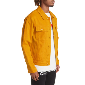 Custom Designs Fashion <strong>Men</strong> Orange Denim Jacket <strong>Purple</strong> 100% Cotton Canvas Trucker Jackets for Male - Product Image 3