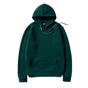 Men's Dark Green Hooded Sweatshirt Regular Fit Casual Knitted Cotton Pocket Long Sleeve Autumn Wear 207 - Product Image 1
