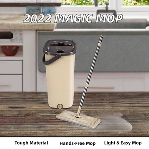 Serpillère plate en microfibre durable personnalisée en usine 2022 avec manche en acier et seau de lavage magique, design moderne, essorage mains libres pour usage domestique - Product Image 2