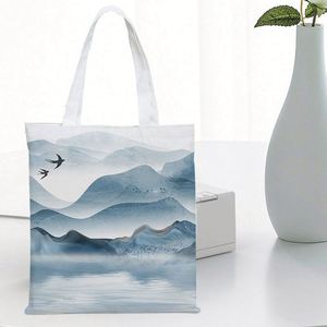 Sacs à bandoulière en coton imprimés ODM OEM, sacs de courses écologiques, sacs fourre-tout décontractés simples, sacs à main en tissu pour livres - Product Image 3