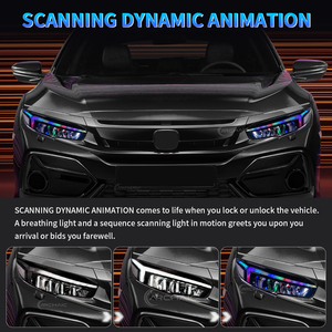 Phares LED RGB Archaic pour <span class=keywords><strong>Honda</strong></span> <span class=keywords><strong>Civic</strong></span> 10ème génération 2016-2021 Type R, 6000K avec animation séquentielle, phares avant <span class=keywords><strong>Civic</strong></span> - Product Image 5