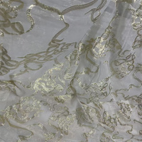 Tissu jacquard en lurex de soie, brocart à fleurs découpées métalliques, à motifs teints pour vêtements de filles, vêtements de nuit, robes, rideaux - pour